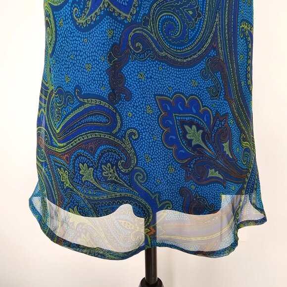 Women's Green/Blue Paisley Print Summer Dress By City Triangles, Size 7 - Picture 5 of 15